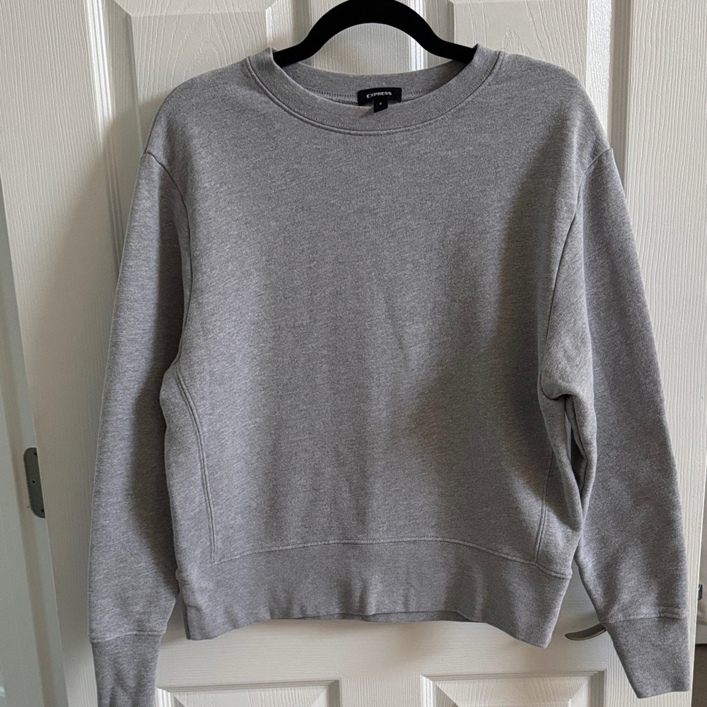 Express Light Gray Women's Crew Neck Sweat shirt
